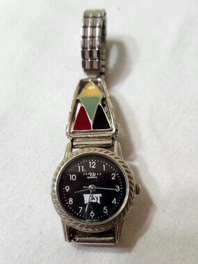 Vtg La Express West Silver Tone Quartz Watch